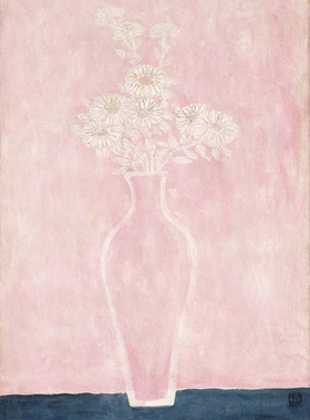 常玉油画白菊简约静物花卉装饰画书房挂画手绘临摹复制品sanyu