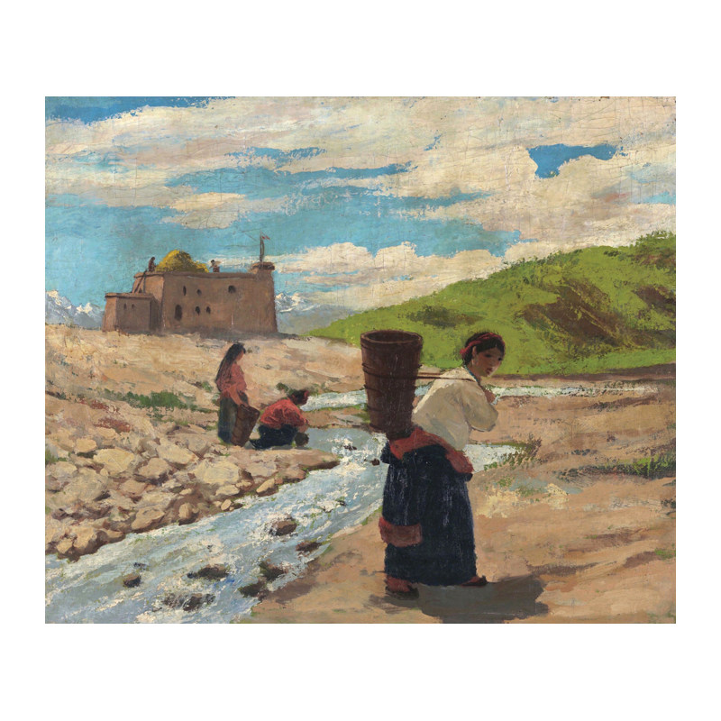 吴作人油画作品藏女负水 中国美术馆临摹复制品欣美画店手绘人物