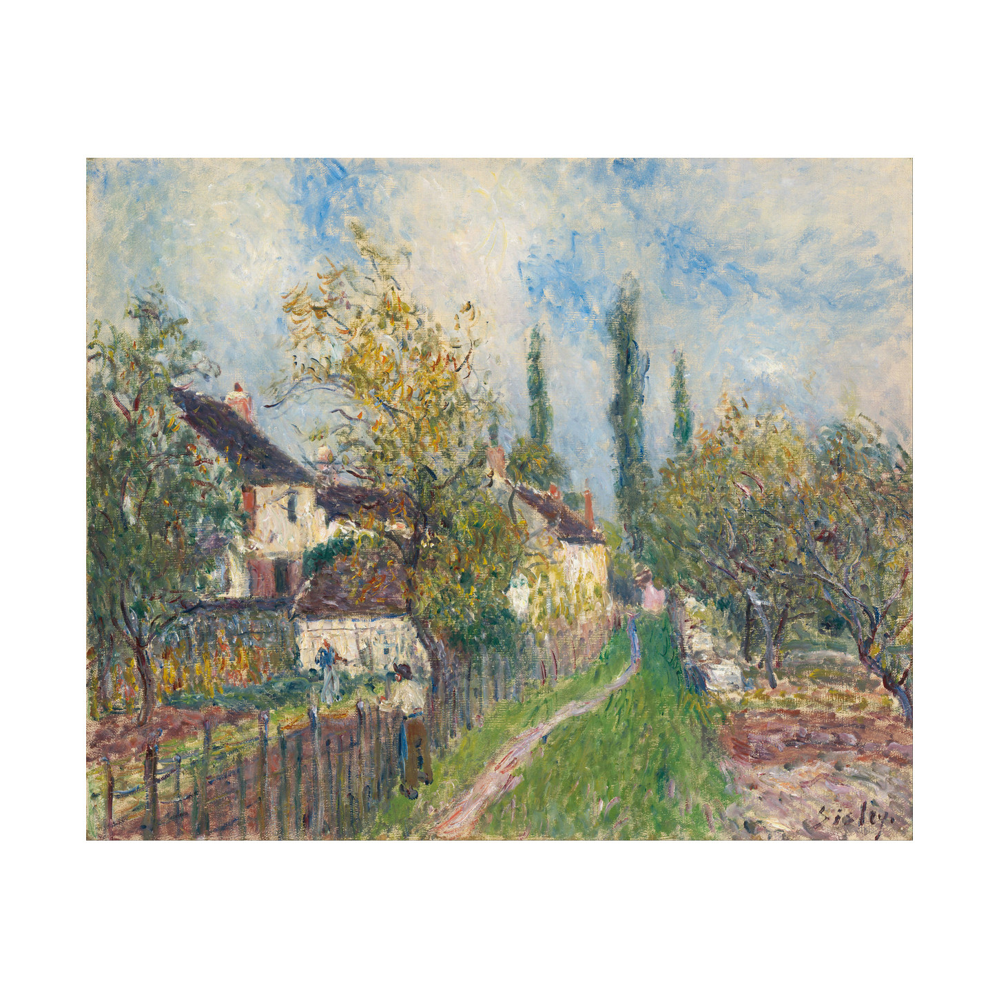 Alfred Sisley手绘临摹西斯莱油画风景装饰画在莱斯萨邦斯的小径图片