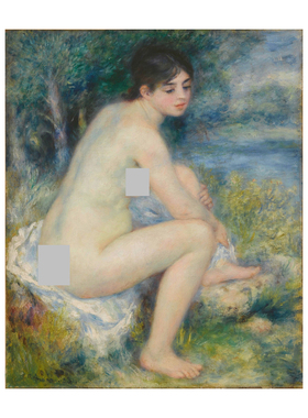 Renoir风景中的裸女印象派橘园美术馆手绘临摹女孩油画玄关装饰画