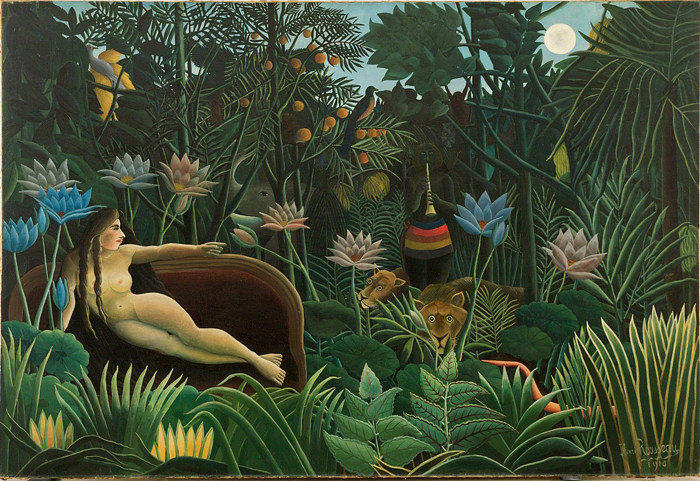 热带雨林风景油画临摹名画亨利卢梭henri rousseau梦手绘田园玄关