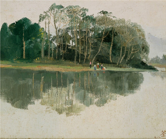 吴冠中油画西双版纳风景画临摹复制品 风景山水画客厅手工装饰画