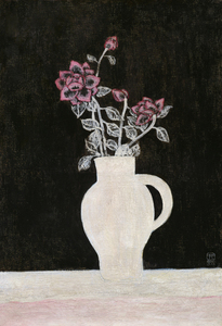 新款常玉油画蔷薇花束手绘复制品 简约中式花卉装饰画挂画植物田