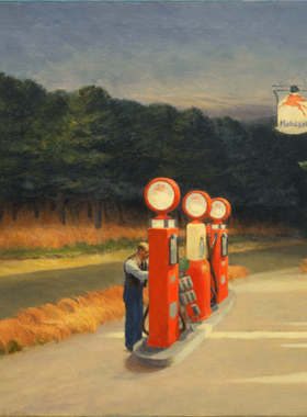 霍普Edward Hopper霍伯油画客厅风景加油站临摹名画欣美现代手绘
