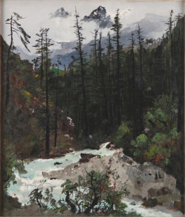 中式装修山水画客厅挂画 吴冠中油画玉龙山风景画临摹复制品手绘