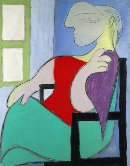 抽象手工现代装饰画picasso毕加索油画窗前女子坐像名画复制品