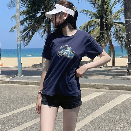 女美利奴羊毛圆领速干衣美丽诺排汗短袖徒步T恤运动户外爬山防晒