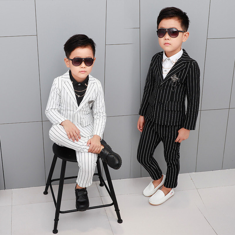 韩版男童小西装春季休闲条纹礼服