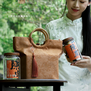 高档新会陈皮礼盒包装盒空盒老陈皮盒子大号玻璃罐半斤装陈皮罐