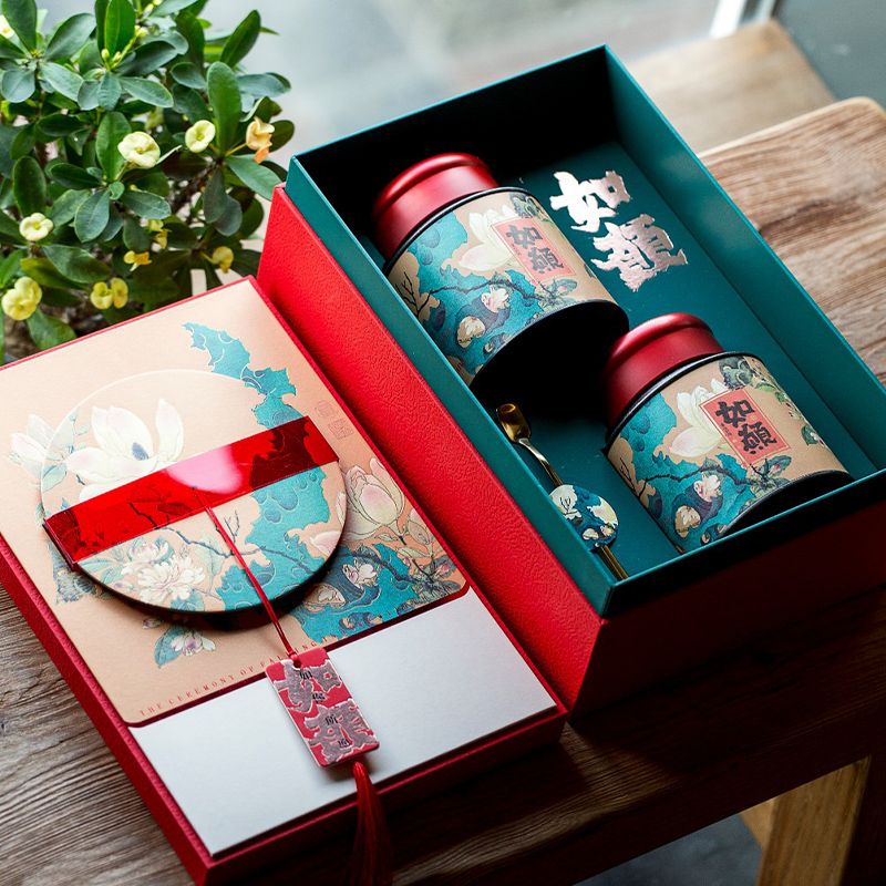 中秋如愿高档茶叶包装盒空盒红茶陈皮普洱散茶双圆罐国风礼品盒