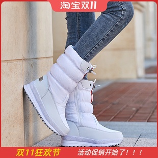 东北女士雪地靴加绒加厚保暖棉靴女靴子中筒靴防水防滑棉鞋 冬旅行
