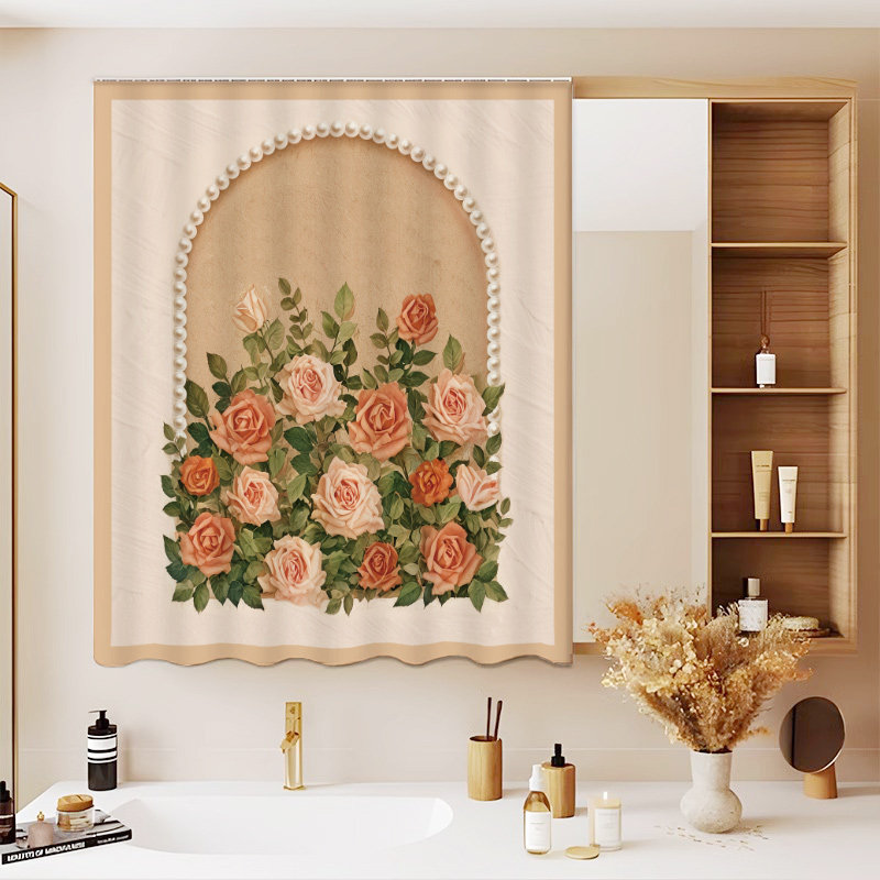 镜子遮挡帘洗漱台拉帘免打孔柜子帘防水防尘布帘衣柜鞋柜遮丑帘子,居家布艺,门帘,淘宝优惠券,粉丝福利购,淘宝优惠卷