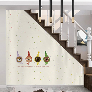 楼梯间遮挡帘定制异形帘三角防尘免打孔装饰布帘储物杂物间遮丑帘