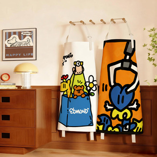 可爱清新围裙家用厨房防水男女儿童画室围兜工作家务做饭围腰