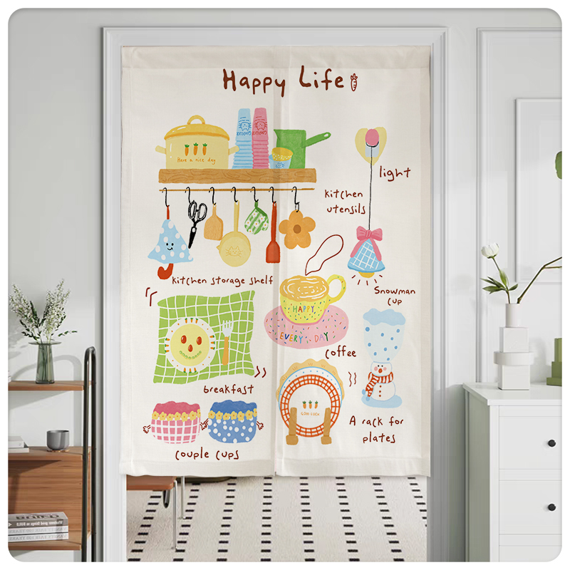 【多巴胺卡通门帘厨房隔断帘】