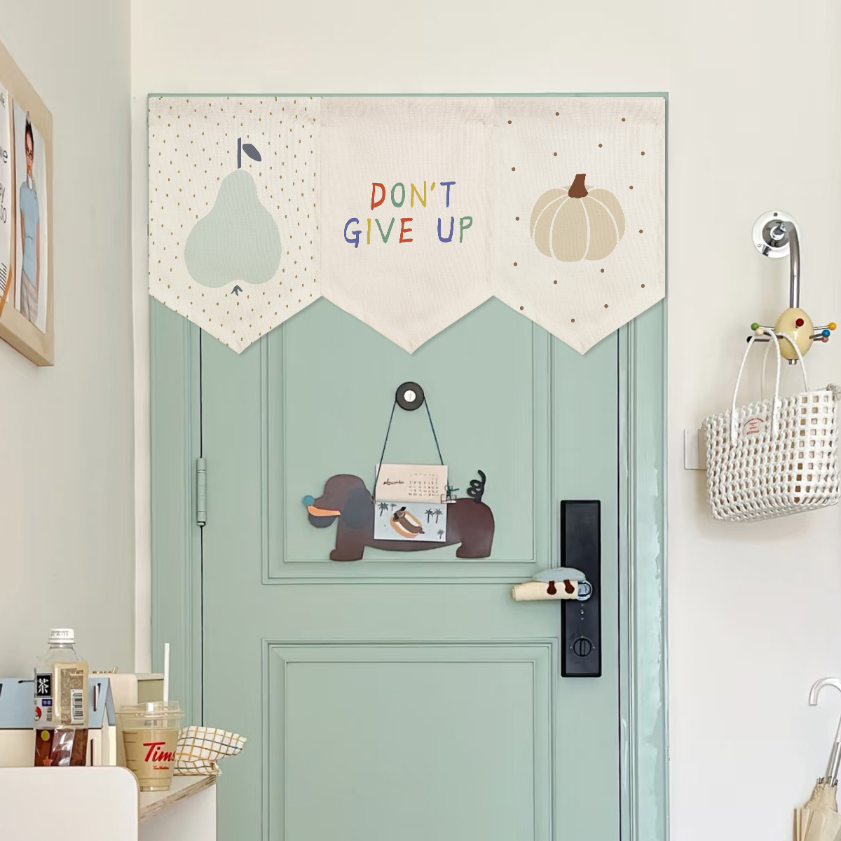 卡通动物三角旗帘吊旗厨房装饰半帘遮挡帘旗帘玄关隔断帘短帘定制