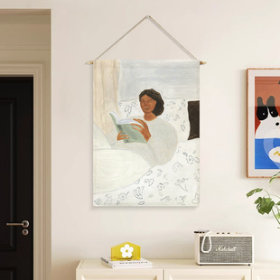 北欧小众挂画布艺装饰画背景布墙壁装饰电表箱遮挡布卧室床头挂布