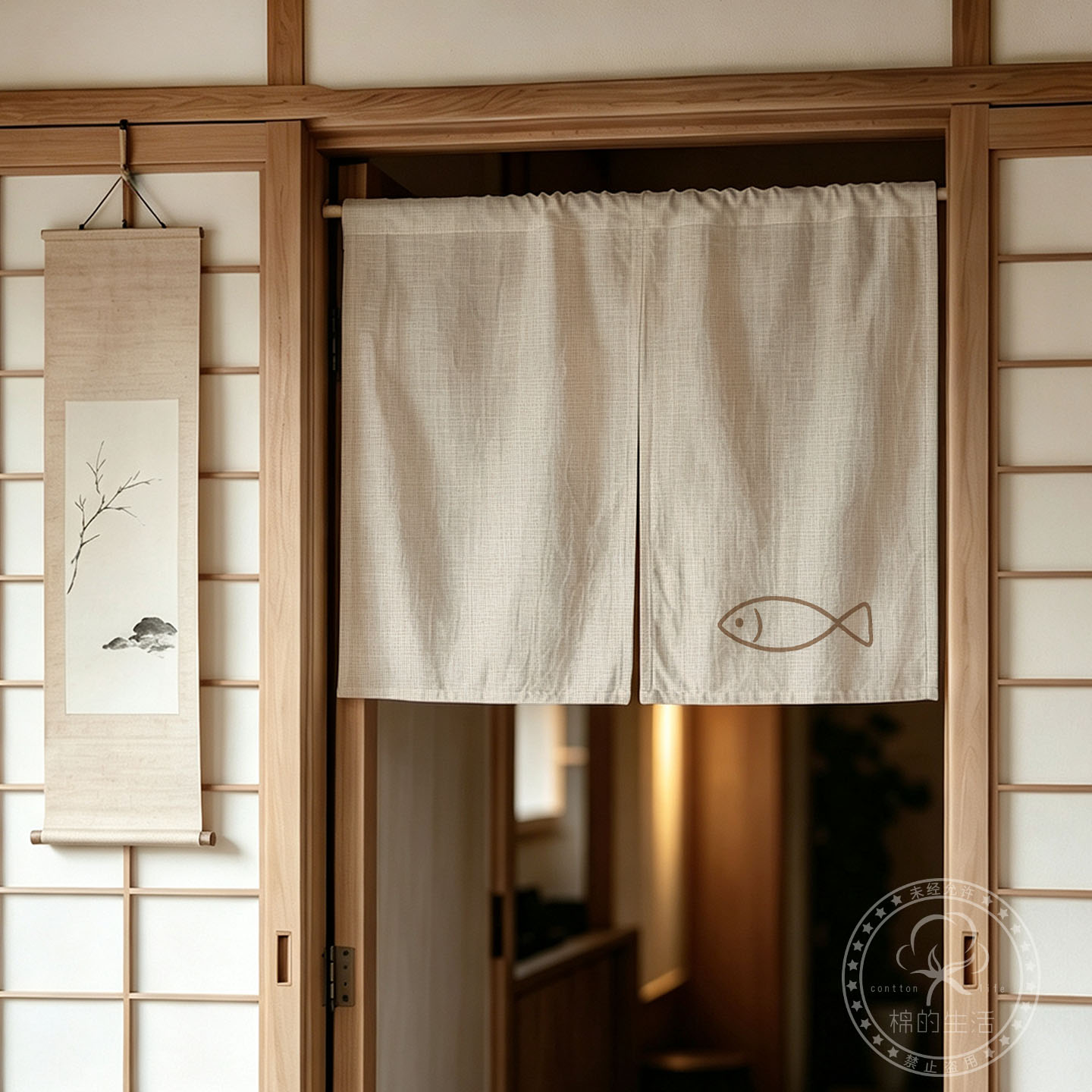 日式极简短帘厨房门帘餐厅布帘卧室隔断帘柜子帘厕所粗麻半帘定制