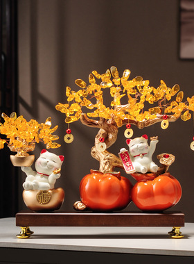 柿柿如意招财猫摆件柜子