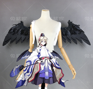 阴阳师小天狗翅膀少羽大天狗cosplay翅膀定做黑色羽毛翅膀