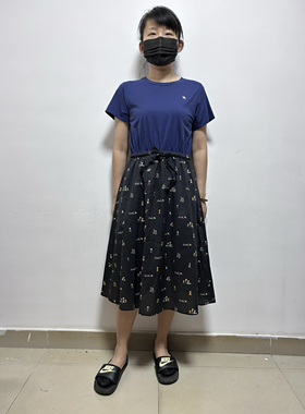 日单贵牌Arnold palmer小雨伞女士夏季薄款假两件拼接连衣裙刺绣