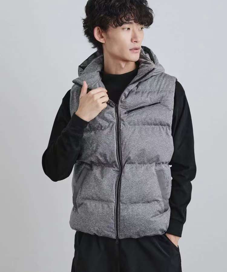 日单贵牌takeo kikuchi tk加厚保暖中棉马甲背心帽子可以拆卸男女