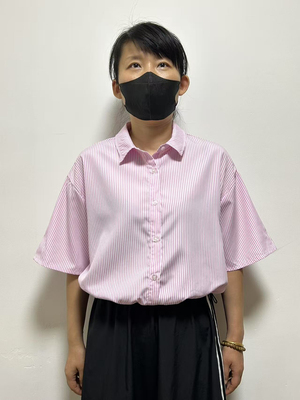 日单永旺旗下double focus女士夏季薄款短袖短款抽绳廓形休闲衬衣