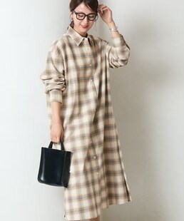 store女士全棉法兰绒格纹大衬衣裙连衣裙宽松休闲 日单潮牌freaks