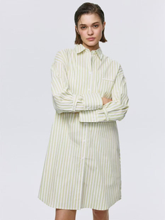 俄罗斯订单sela女士72棉弹力长款衬衣裙连衣裙宽松休闲落肩款大码