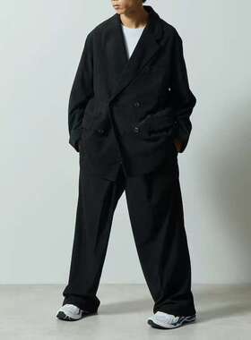 日单潮牌freaks store男士聚酯面料灯芯绒宽腿直筒休闲裤宽松弹力