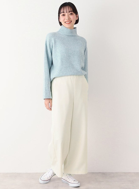 日单贵牌Dessin斜纹布里起毛半松紧腰休闲直筒阔腿裤春秋冬百搭款