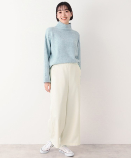 日单贵牌Dessin斜纹布里起毛半松紧腰休闲直筒阔腿裤 春秋冬百搭款