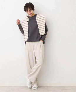 微弹力宽腿半松紧腰纯色百搭休闲裤 日单贵牌dessin女士春夏季 薄款