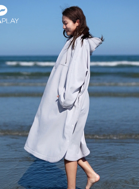 AquaPlay冬季白色潜水斗篷女防寒服保暖浴巾游泳冬训浴袍毛巾衣