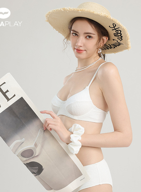 AquaPlay安泊来白色比基尼分体式细肩带泳衣女泡温泉度假泳衣套装