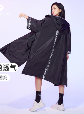 AquaPlay冬季潜水斗篷成人保暖游泳冬训浴袍加厚防寒服黑色外套