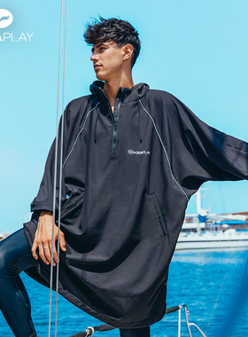 AquaPlay安泊来成人连帽潜水斗篷黑色速干吸水游泳冬训巾潜水斗篷