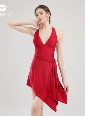 AquaPlay新款马年限定红色三角连体泳衣女款泡温泉绝美游泳衣高级