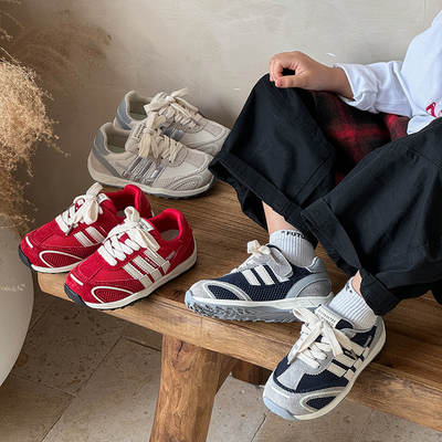 儿童阿甘鞋2025年秋季新款女童网布透气真皮德训鞋韩版男童运动鞋