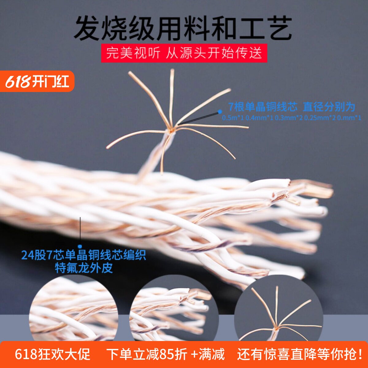 金宝12TC单晶铜HIFI喇叭线主音响线发烧级中置功放连接喇叭散线