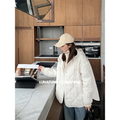 LUNAFUNG冯下文·菱格棉服外套拉链宽松连帽上衣廓形保暖绗缝棉衣