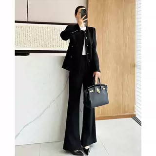 C3952  超强品质 又美腿 全羊毛 开衩微喇长裤西裤