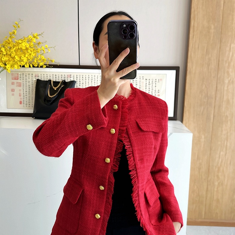 C4740 珍藏 内衬全真丝 流苏粗花呢 名媛香风外套