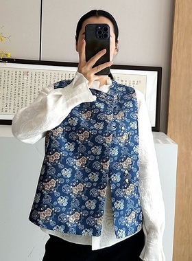 C4840 超美典藏款~非遗真丝蜀锦 新中式提花马夹