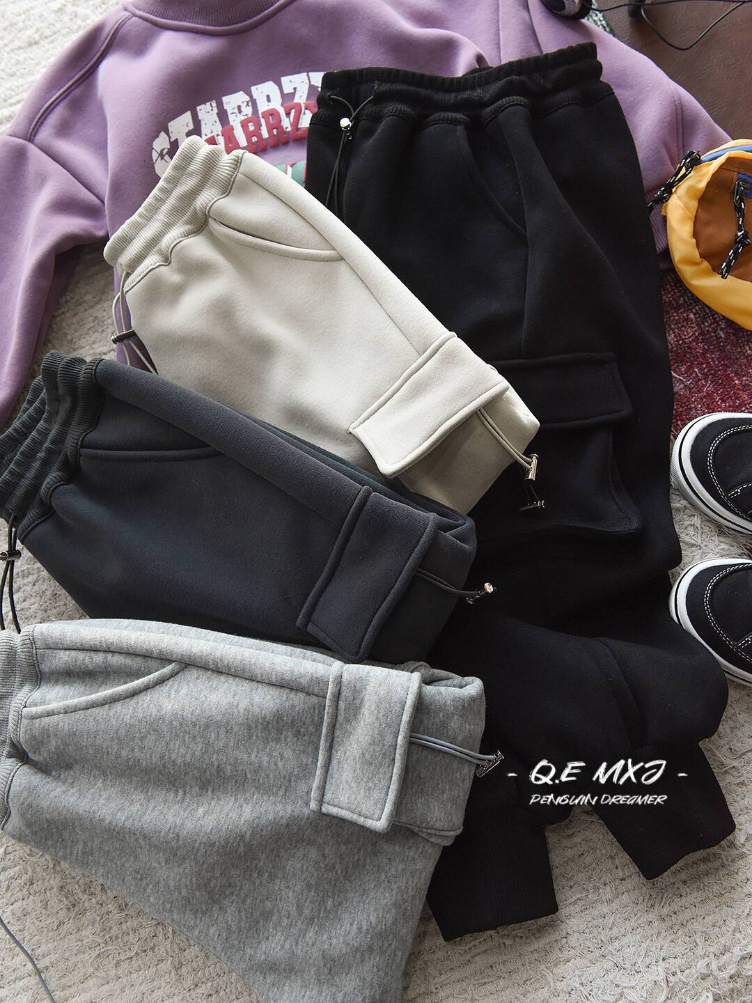 儿童羊毛蚕丝工装卫裤 2025新款男童女童秋冬款裤子