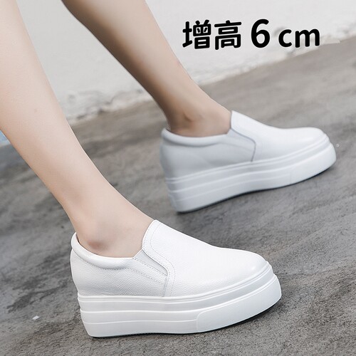 内增高厚底头层牛皮一脚蹬乐福鞋