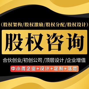 股权架构设计方案股权分红设计股权咨询分配激励合伙人协议定制