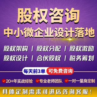 股权架构设计初创公司股权设计创业合伙人期权股权公司控制权咨询