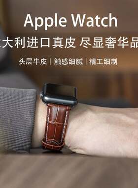 适用iwatch11/Ultra9/8/SE/6/5/4/3/2代苹果手表表带鳄鱼纹applew