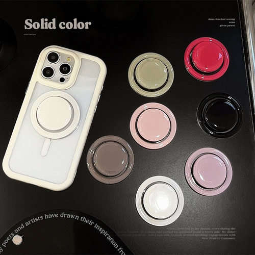 韩系纯色适用MagSafe磁吸支架手机强力吸附可伸缩折叠小清新简约